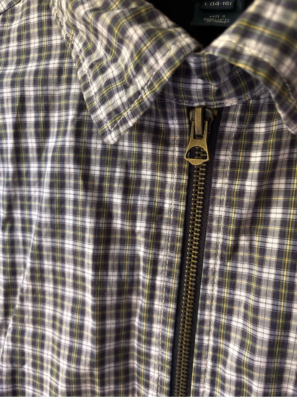 Polo Ralph Lauren Plaid Zip Up Car Bomber Jacket Navy